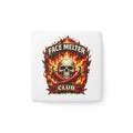 Face Melter Club Porcelain Magnet — Skull & Flames Hot Sauce Badge